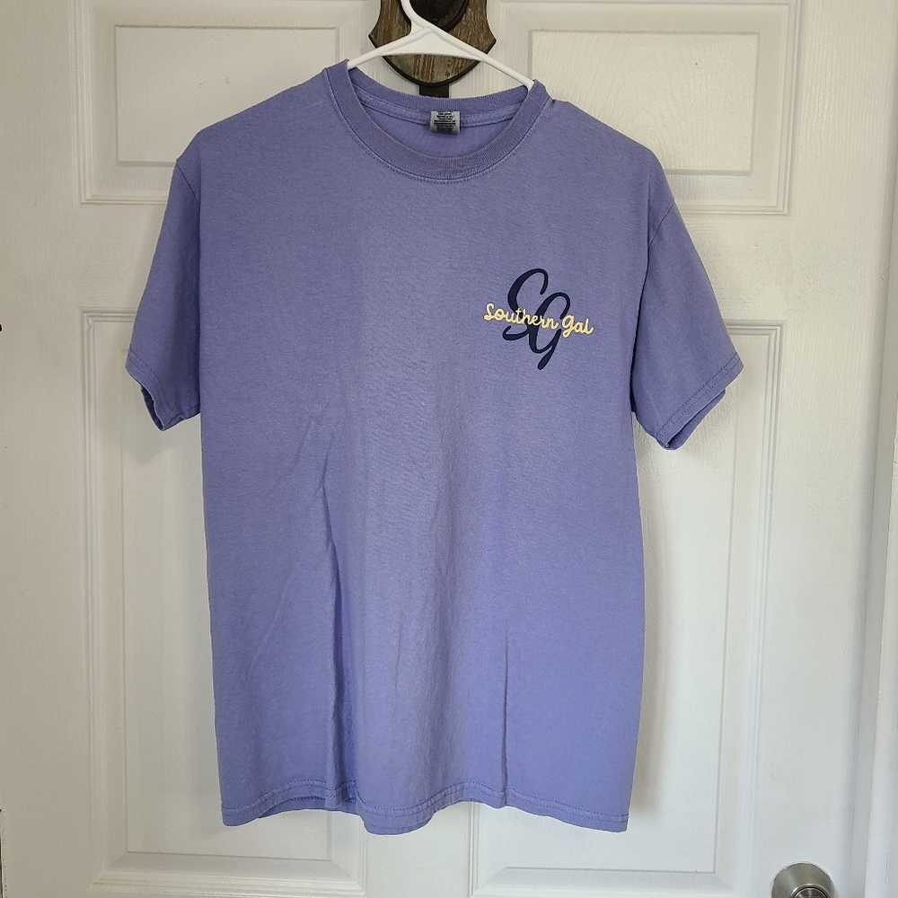 (1452) Southern Gal Woman's Novelty Print T-Shirt, Medium Color: Purple